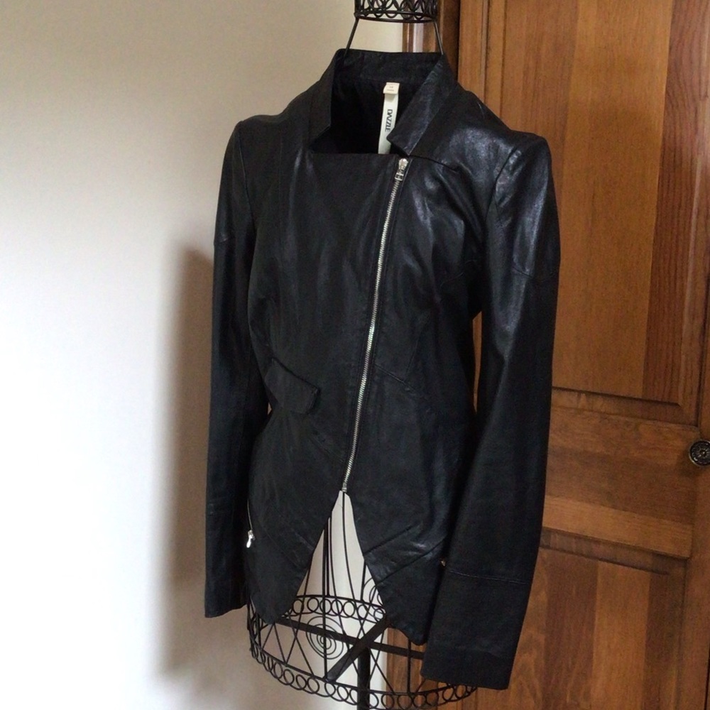 Dazzle Black Faux Leather Jacket, XS
